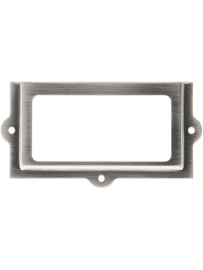 2 3/8 inch X 1 1/4 inch Stamped Brass Label Holder in Satin Nickel.